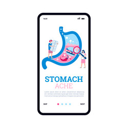 onboarding mobile page for stomach ache treatment vector