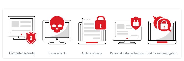 a set of 5 security icons as computer vector image