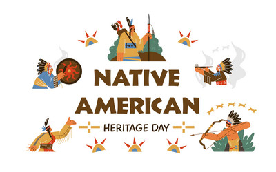 Native american indian heritage day flat vector