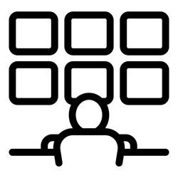 office worker looking at multiple computer screens vector image