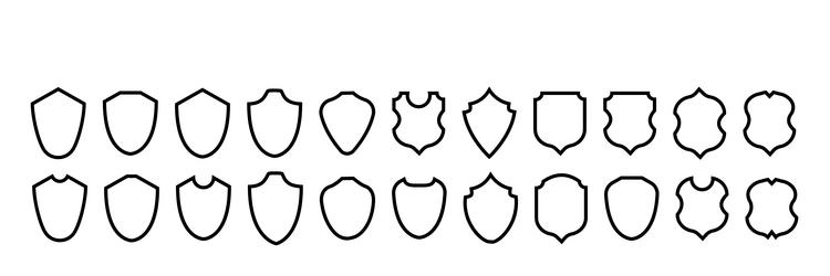 shield frame set collection signs empty vector image