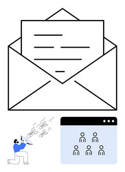 email communication with open envelope user vector image