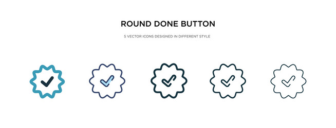 round done button icon in different style two vector image