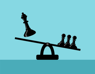 Scales with chess pieces queen and pawns vector