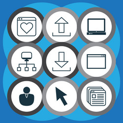 set of 9 web icons includes mouse website vector image