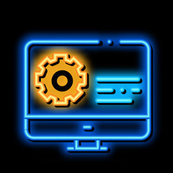 gear on display neon glow icon vector