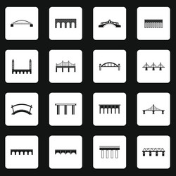 Bridge icons set in simple style vector