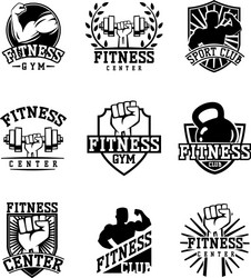 Fitness Logo Badge Collection Vector Image