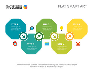 five steps development slide template vector image