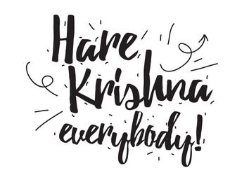 hare krishna greeting card with calligraphy hand vector