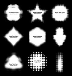 set of abstract white halftone design elements vector