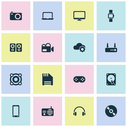 gadget icons set with router loudspeaker phone vector image
