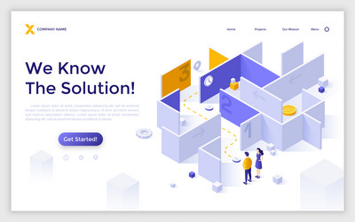 modern isometric landing page template vector image