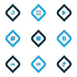 multimedia icons colored set with song list stop vector image