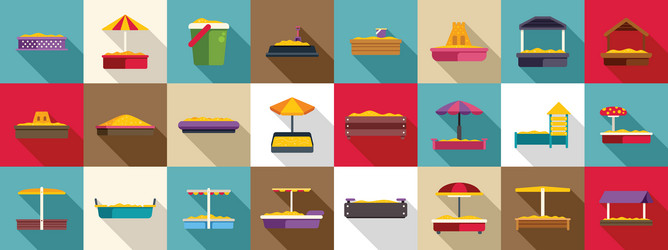 sandbox icons set collection of sandboxes vector image