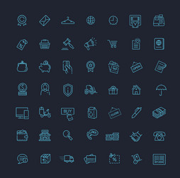 thin lines web icons set - e-commerce shopping vector