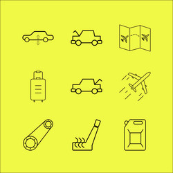 Transport and transportation linear icon set vector