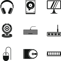 computer data icons set simple style vector image