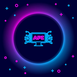 glowing neon line computer api interface icon vector image
