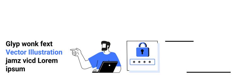 man with laptop pointing at secure login screen vector image