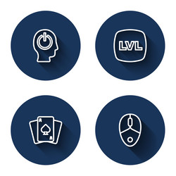set line power button level game playing cards vector image