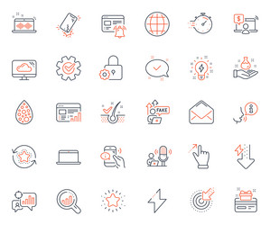 technology icons set included icon as mail timer vector image