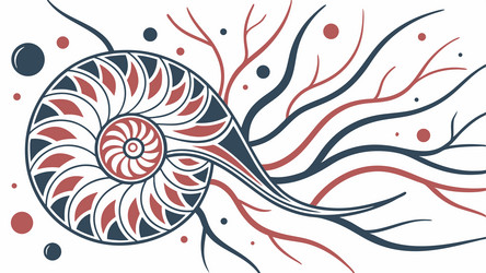 abstract nautilus shell with organic root-like vector image
