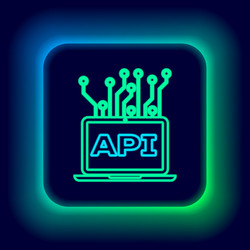 glowing neon line computer api interface icon vector image