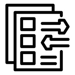 line icon of files with arrows transferring data vector image