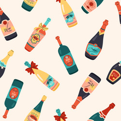 seamless pattern with bottles of white red vector image
