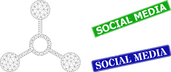 textured social media stamps and triangular mesh vector image