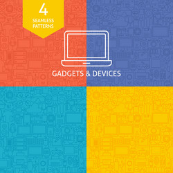 thin line art gadgets and devices pattern set vector image
