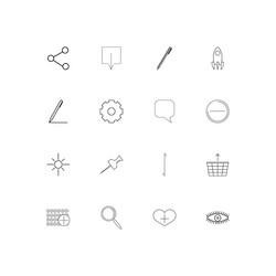 user interface linear thin icons set outlined vector image
