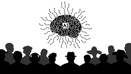 artificial intelligence and crowd of spectators vector image