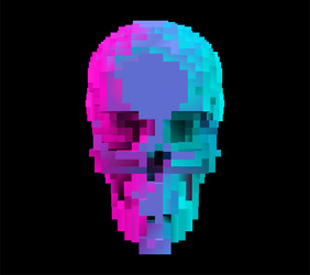 Pixel art 8 bit objects skull and bomb grave Vector Image