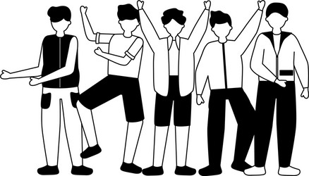 Group men people celebration characters vector