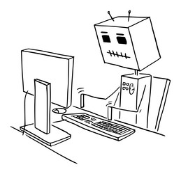Retro Robot Office Worker vector image