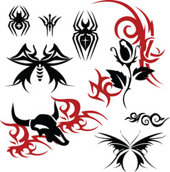 Tattoo Element Set - Tribal & Ornamental vector image