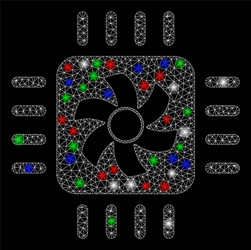 bright mesh network cpu cooler with flash spots vector image