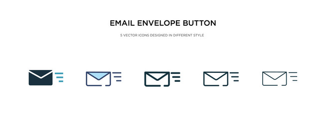 email envelope button icon in different style vector image