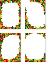 frames set of exotic fresh fruits vector