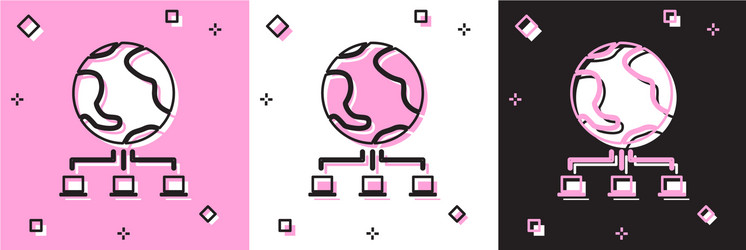 set computer network icon isolated on pink vector image