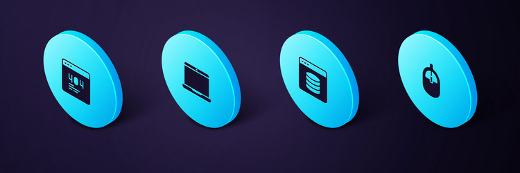 set isometric computer mouse server data web vector image