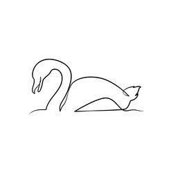 Swan continuous one line art drawing vector