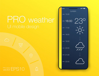 Weather forecast app ux ui design stock vector