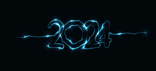 2024 new year numbers with electrifying style vector