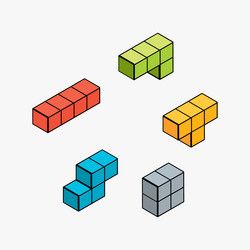 3d isometric retro game polygon puzzle geometric vector image