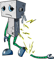 cartoon image of broken robot vector image