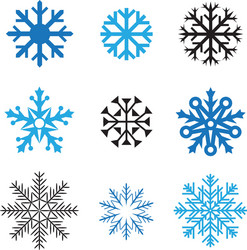 Different blue snowflakes set Royalty Free Vector Image