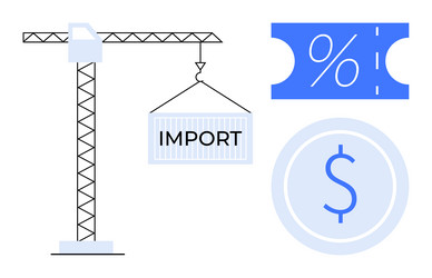 import container lifted by crane accompanied vector image